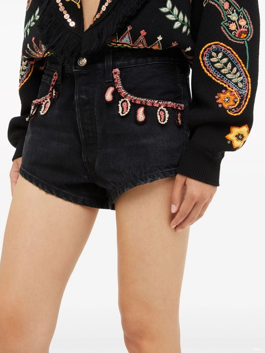 Affordable denim Women Energy embroidered Alanui shorts Inner 0731